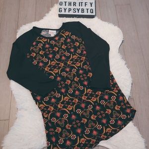 LuLaRoe XS 3/4 Sleeve Top Floral and Black